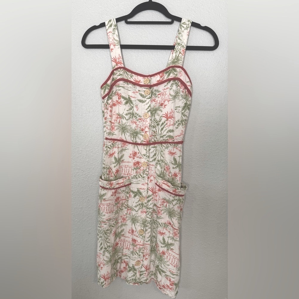 Women’s Small Linen Floral Sundress Sleeveless